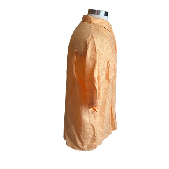 Tommy Bahama Mens Orange Textured 100% Linen Short Sleeve Button Up Shirt Sz XL - Picture 11 of 12